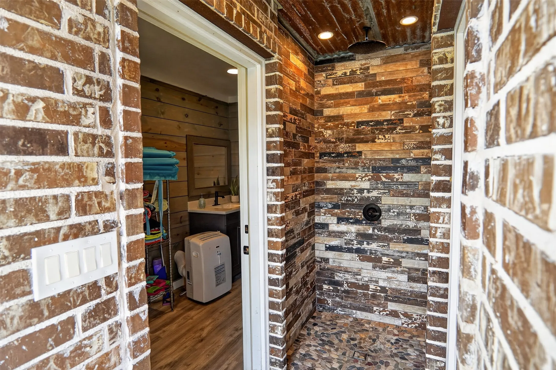 Pool house with bathroom