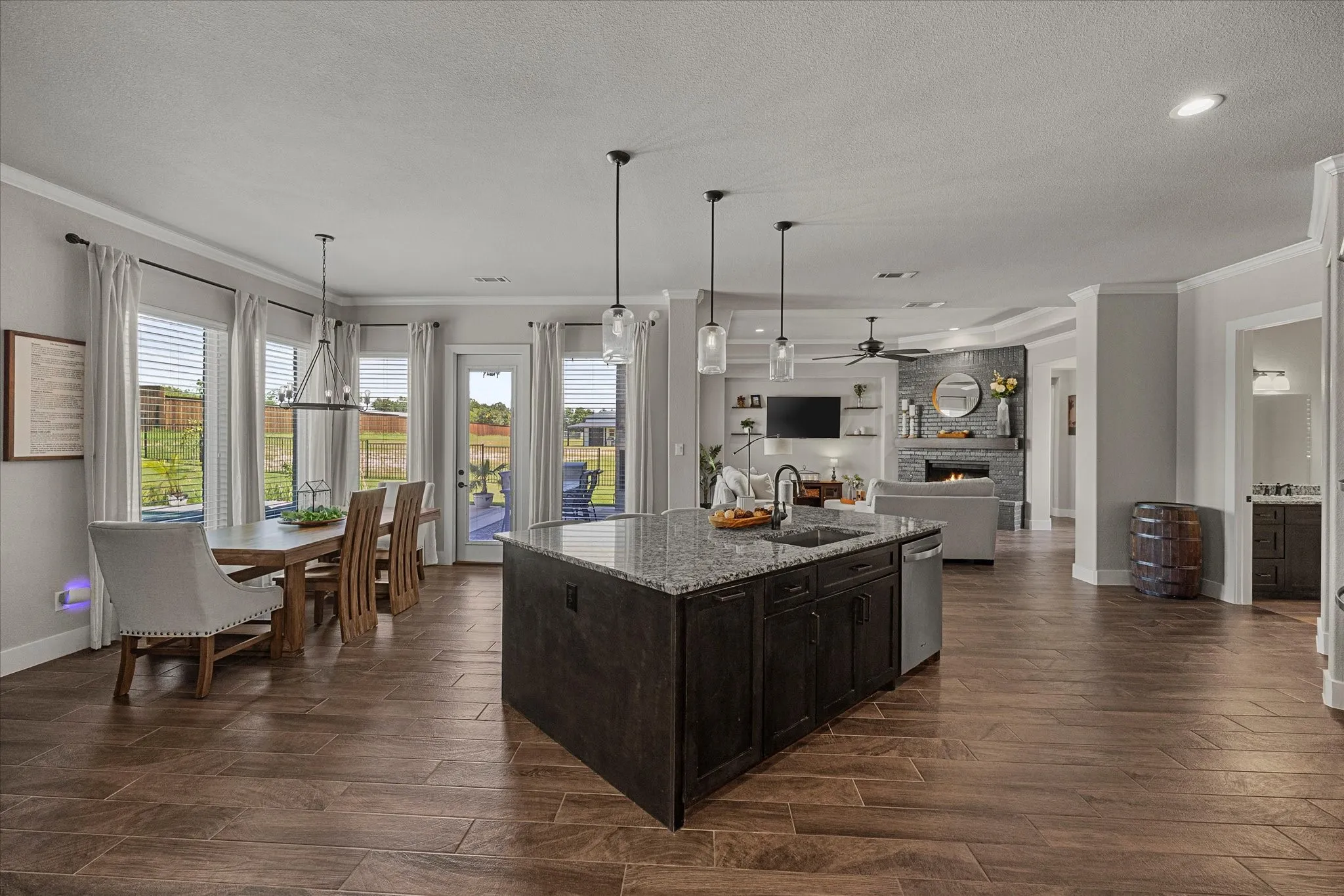 Dream kitchen opens onto lovely dining area and family room