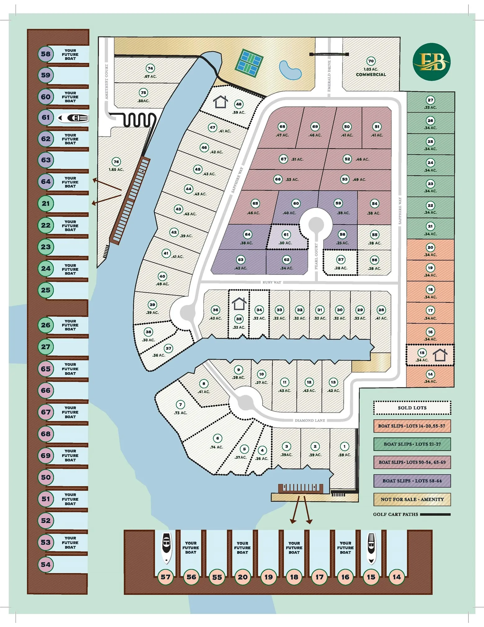 Shared marina map for boat slips