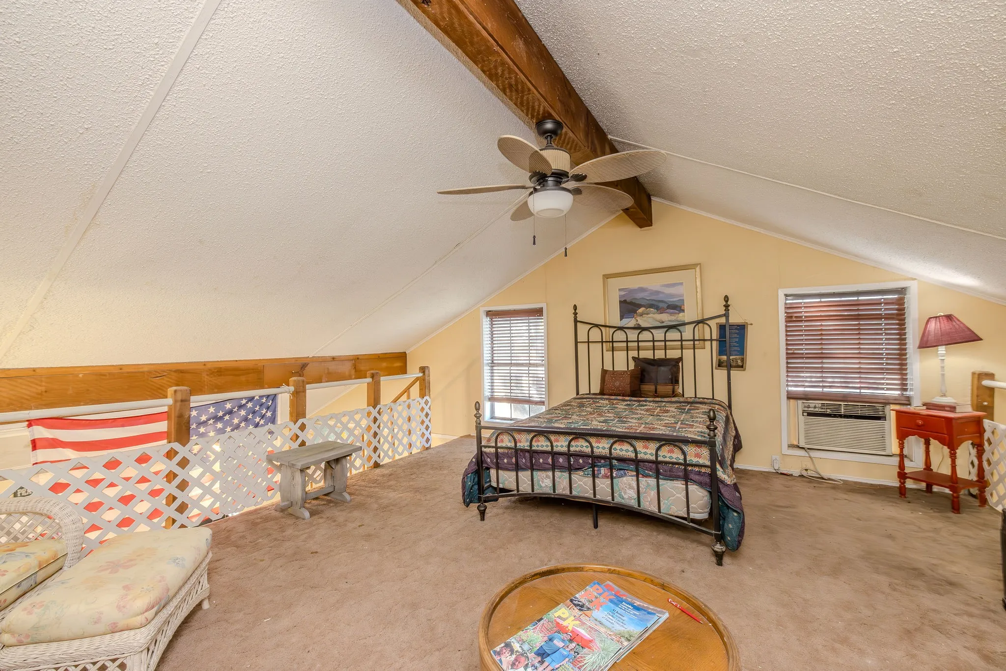 This loft space is currently empty; great multi-use space.