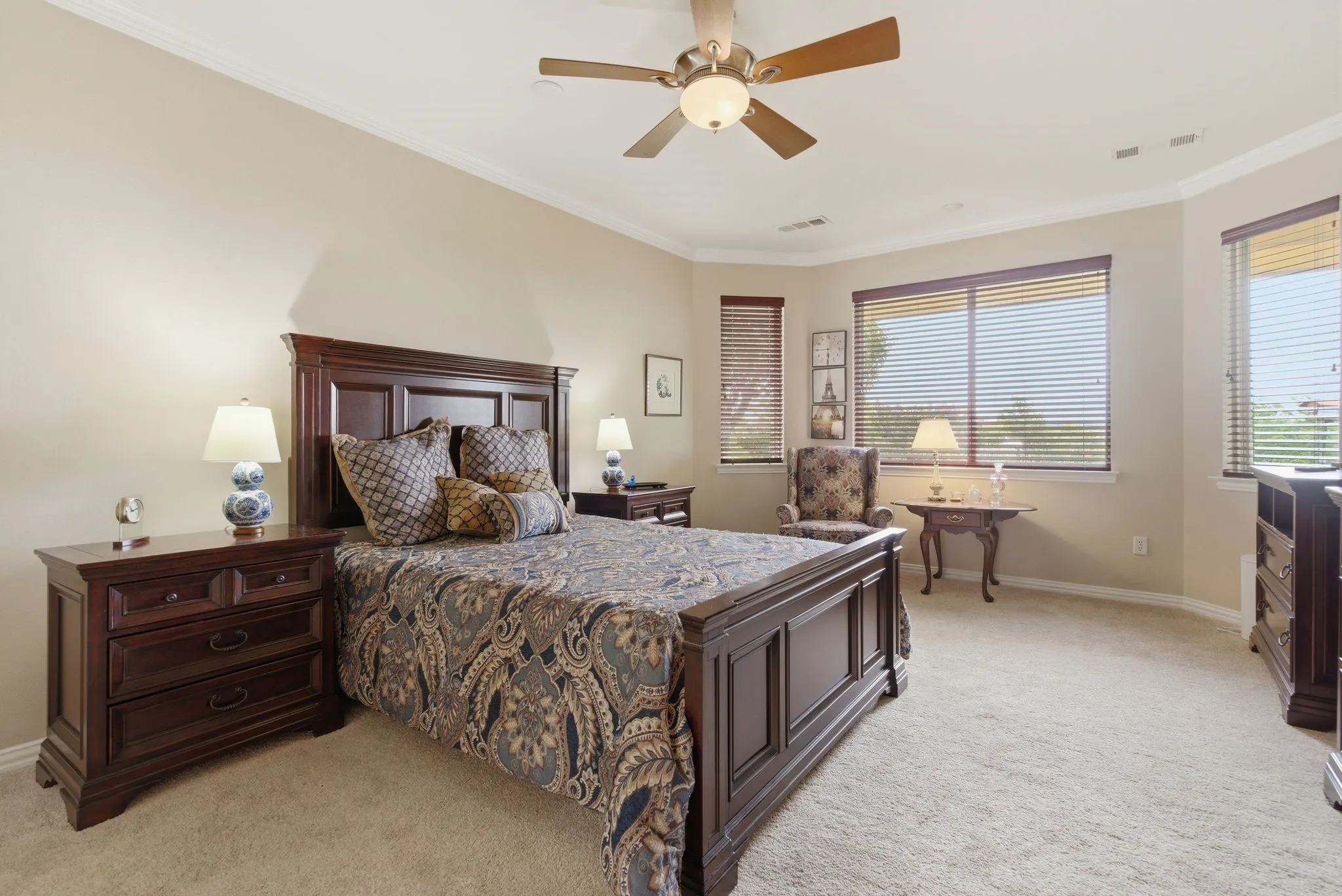 Primary Bedroom oasis!  Spacious, beautiful views, and delightful sitting area