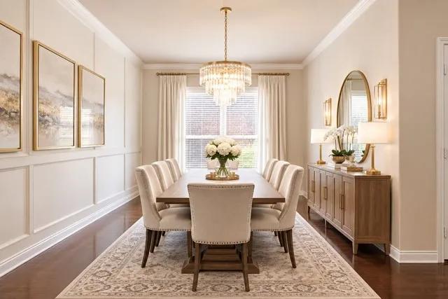 AI rendering of flex space as a dining area