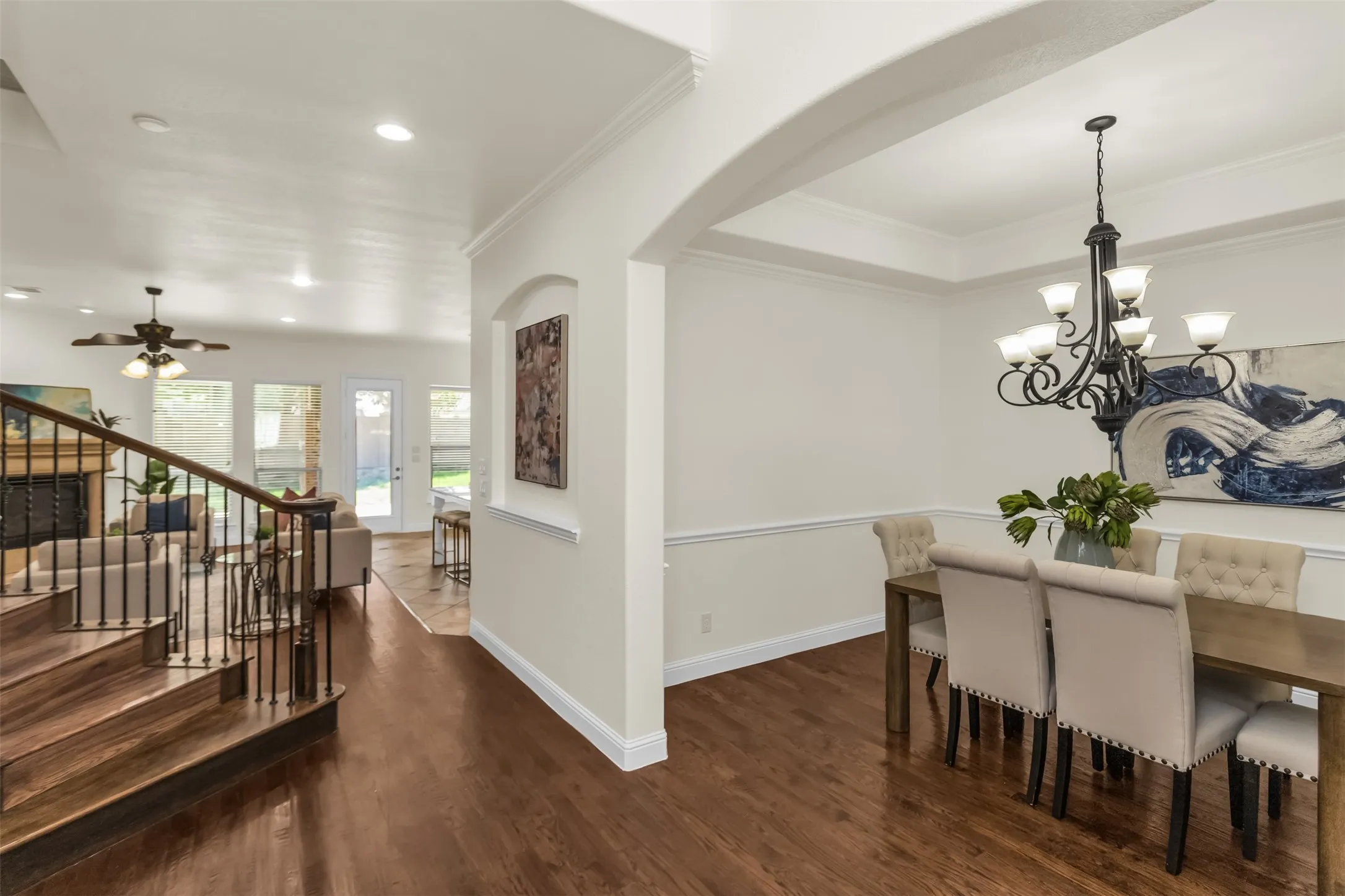 Seperate but open front room makes great dining area or office