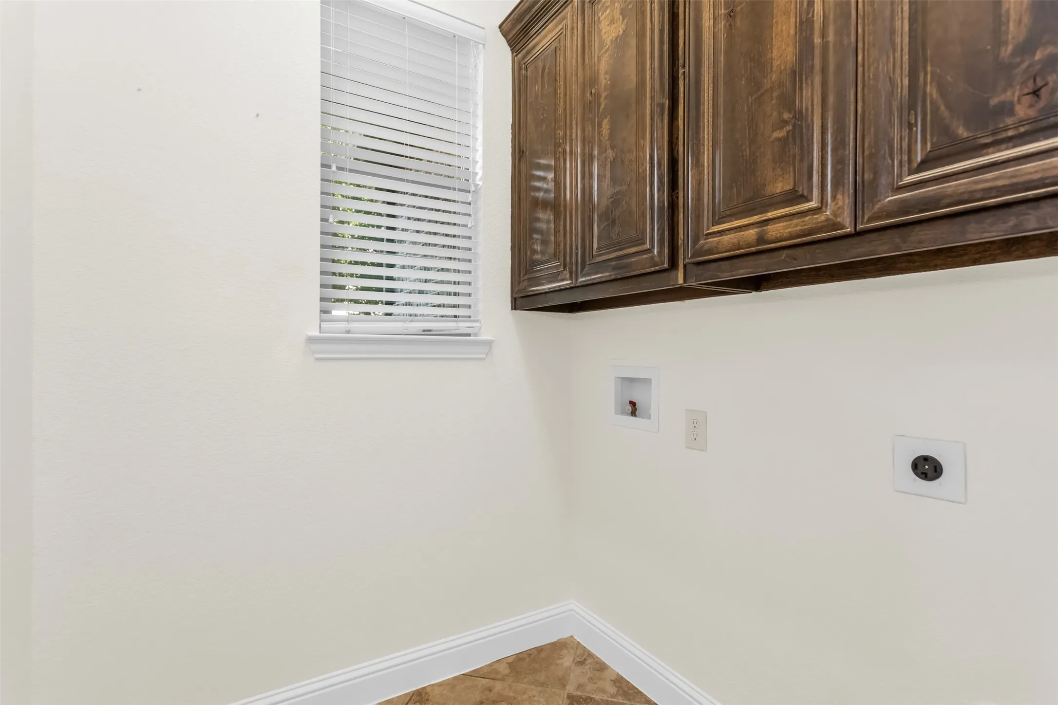 Real wood cabinets in laundry room