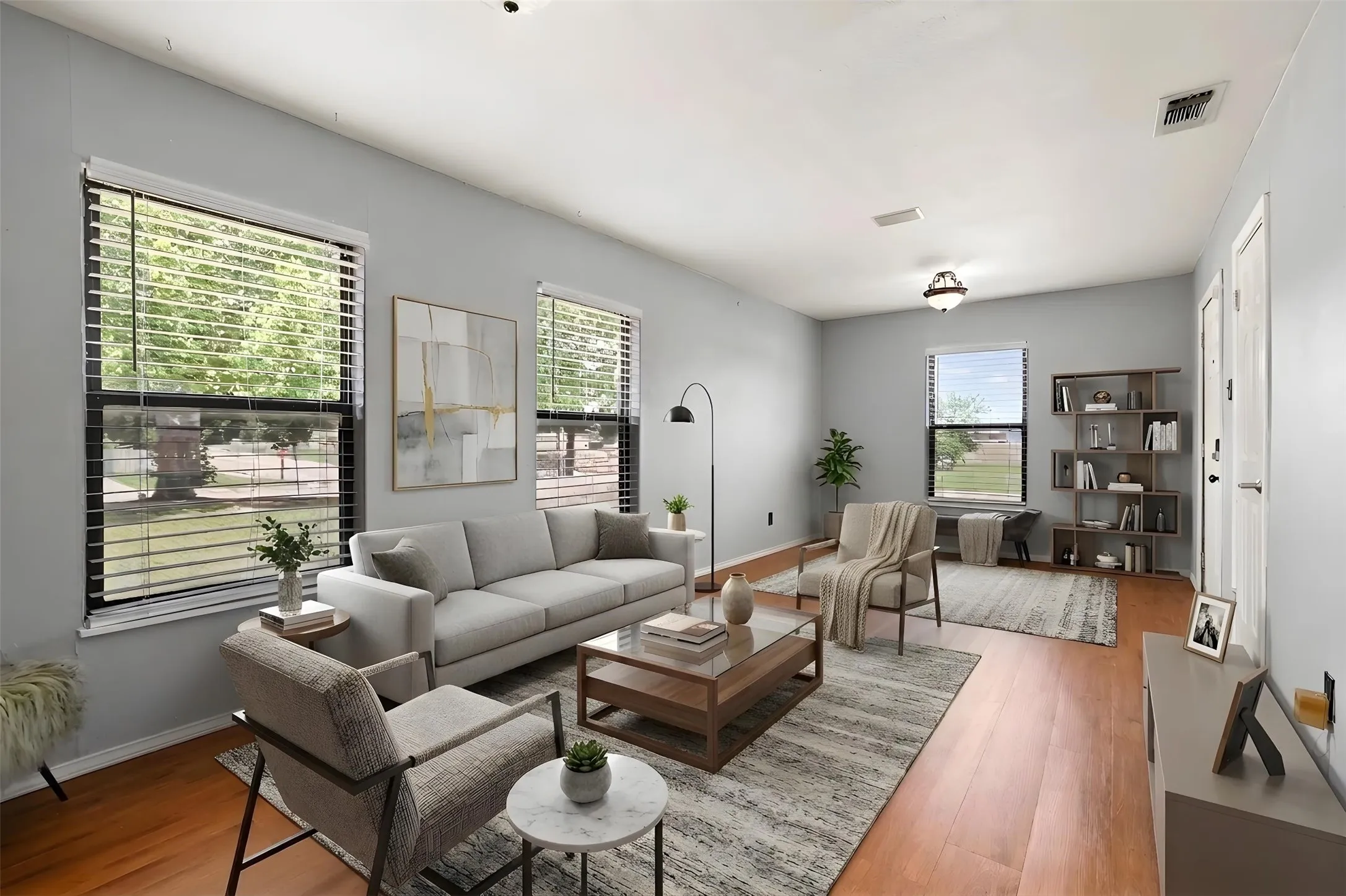 The home is empty. The photos were taken with staged furniture.