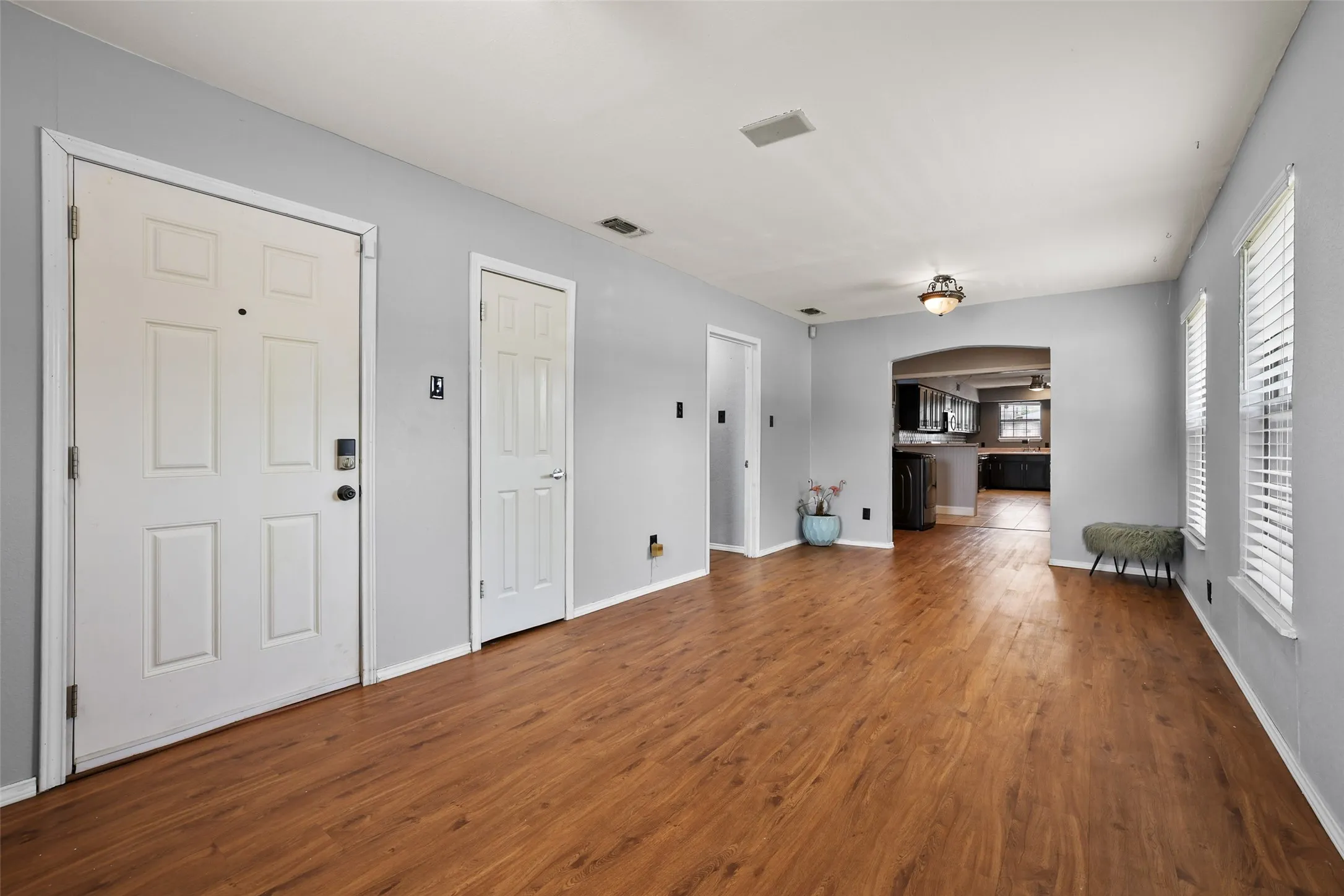 The current view of the home is without staged furniture.