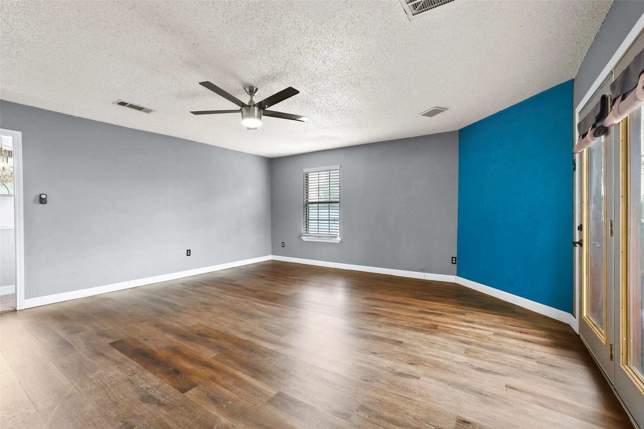 The current view of the home is without staged furniture.