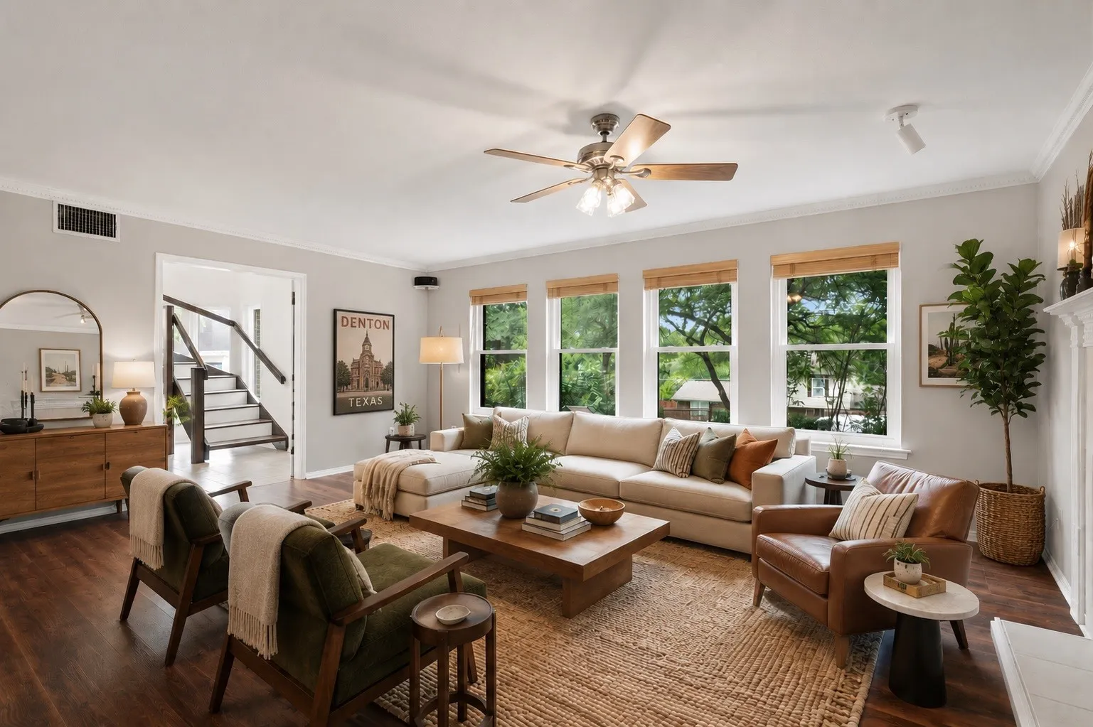 Virtually staged living room