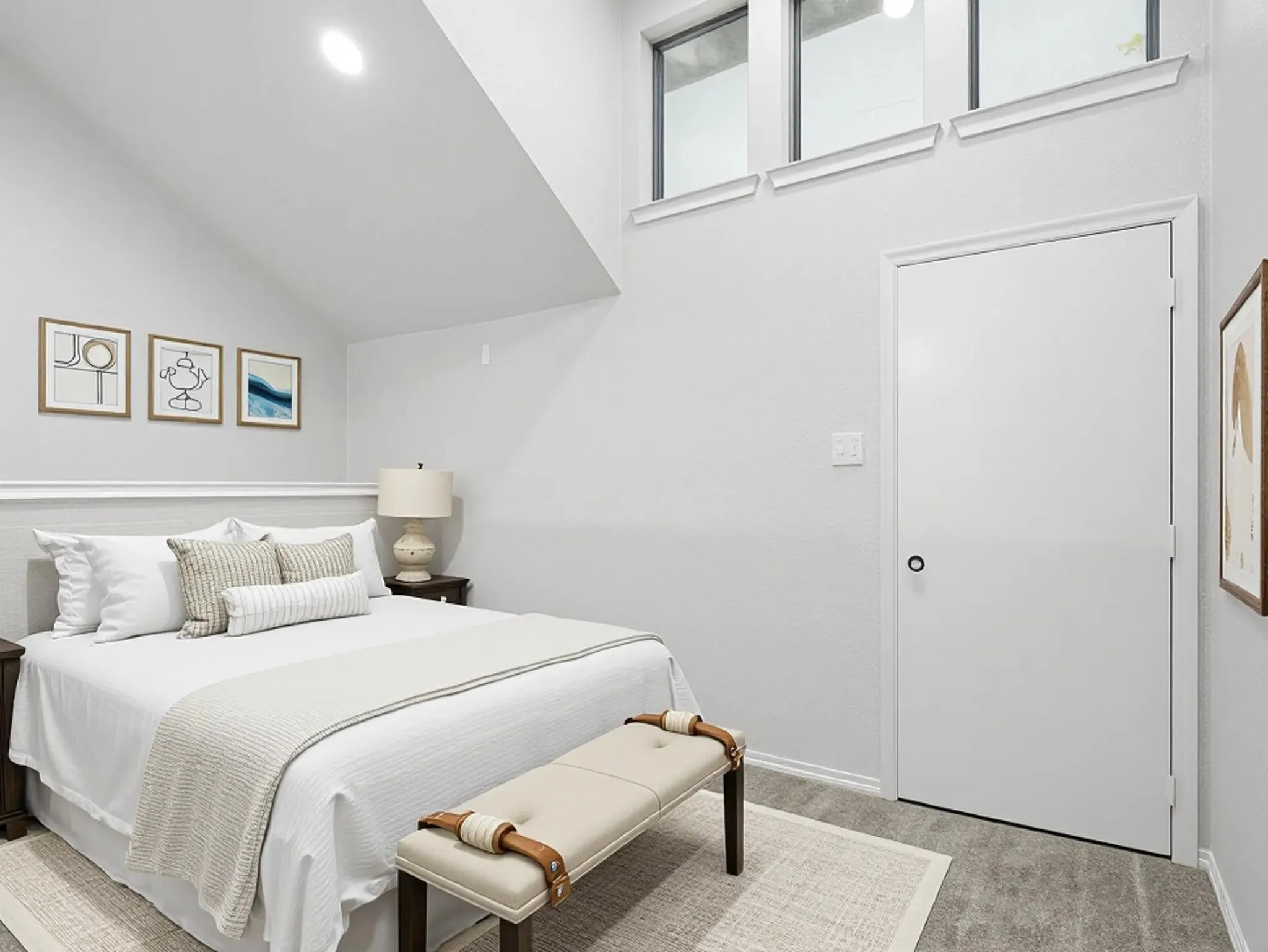 Sloped ceiling with recessed lighting