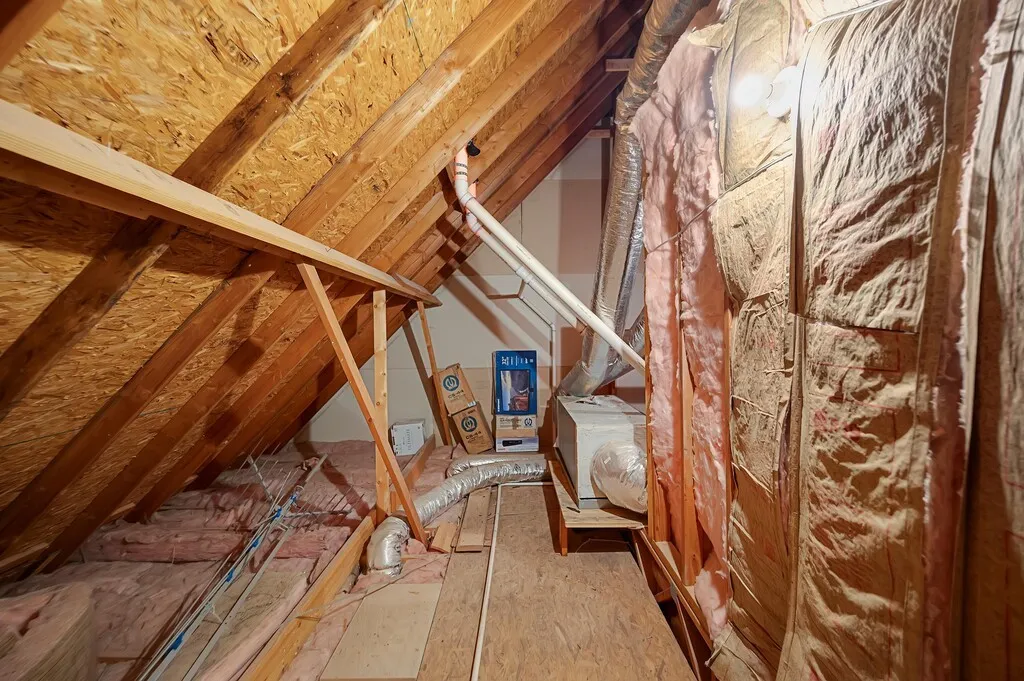Walk in attic space off of upstairs bathroom.