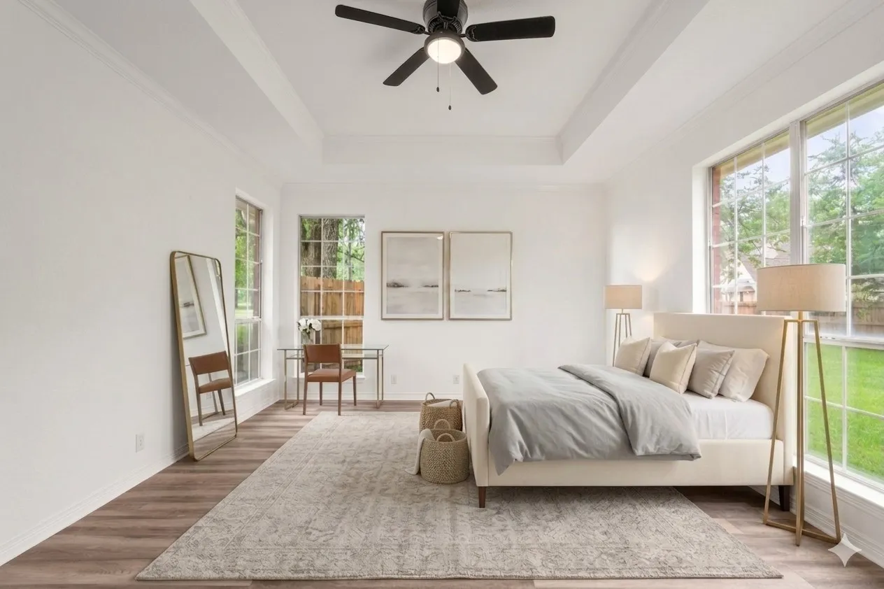 primary bedroom virtually staged