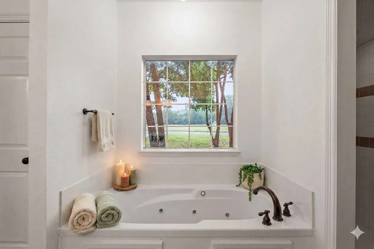 primary bath virtually staged