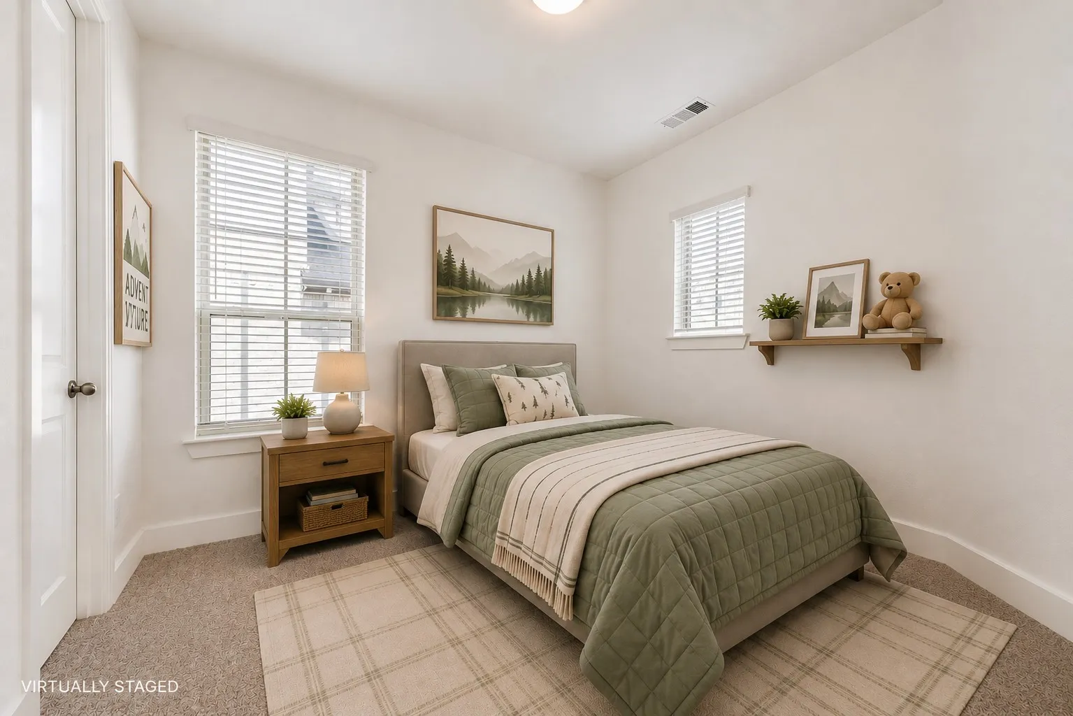 Downstairs bedroom - virtually staged