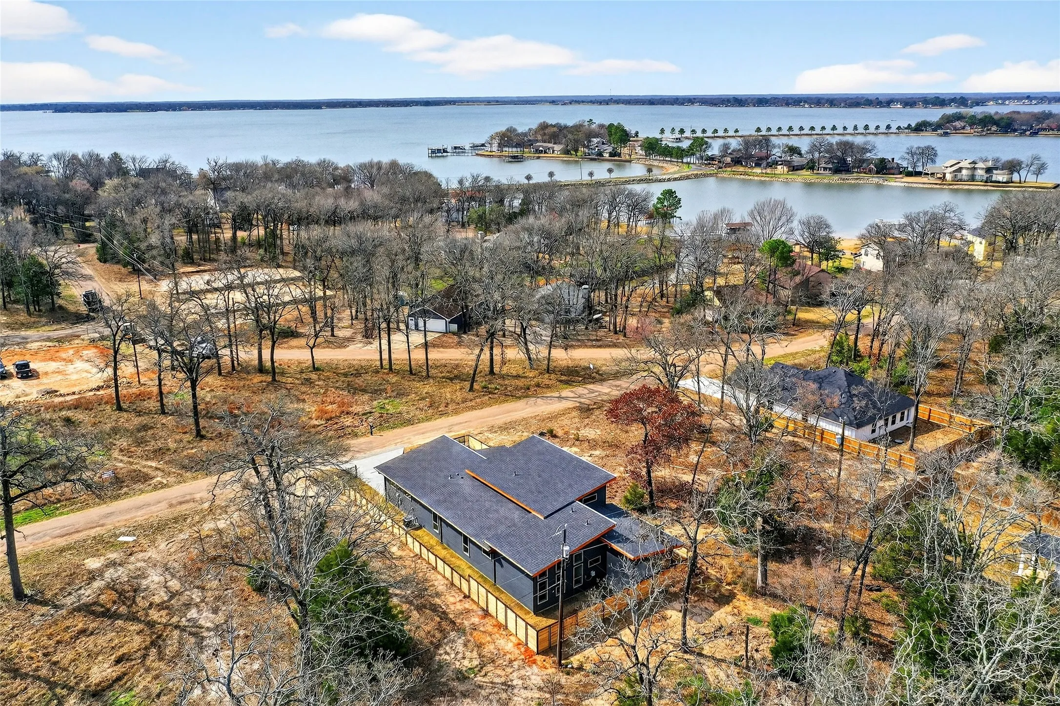 Drone / aerial view of a large body of water