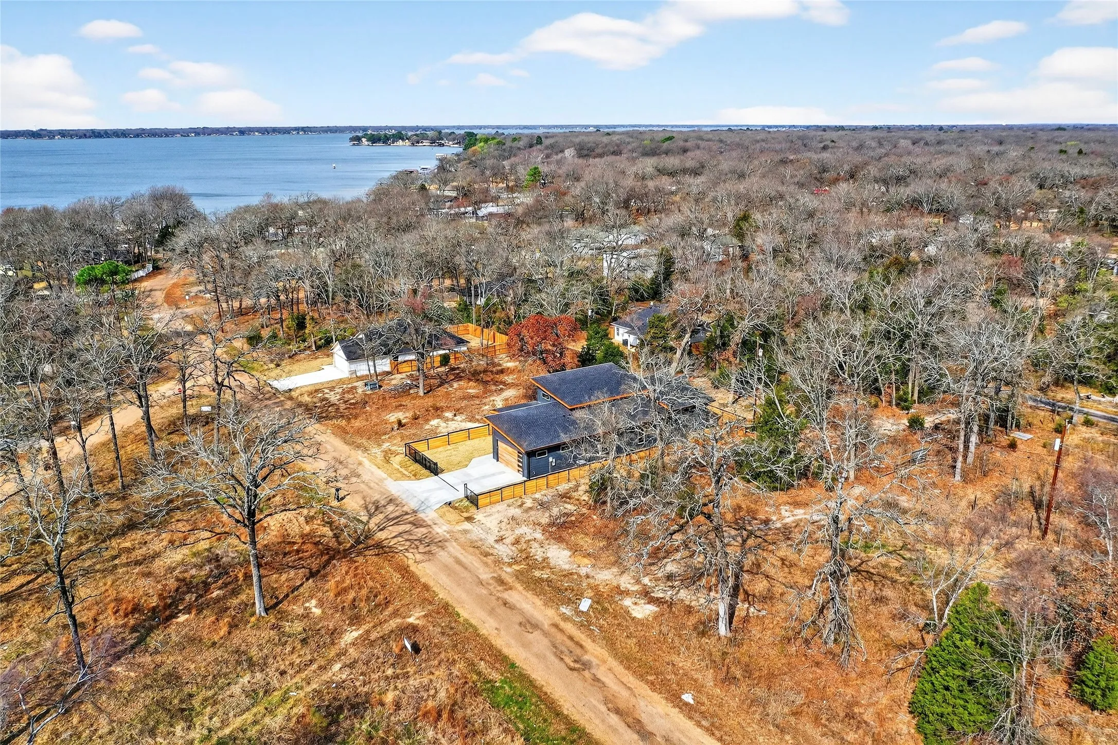Drone / aerial view of a large body of water