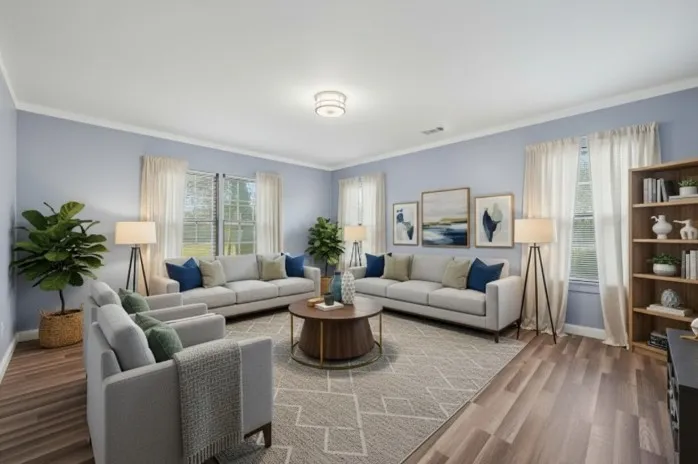 Virtually staged living room
