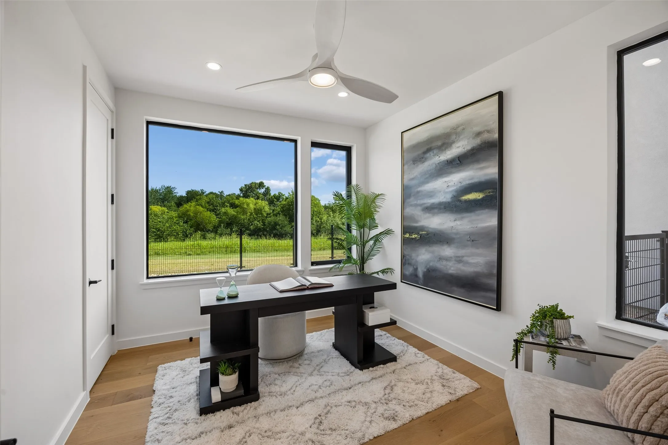 Views of the greenbelt and walking trail.  Walk-in closet.