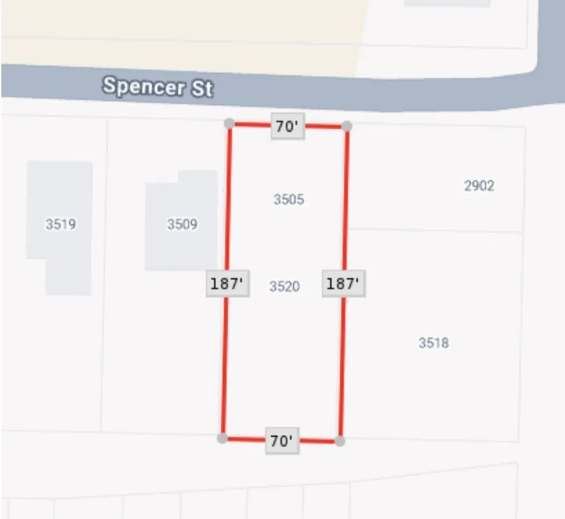 Property Boundary Map. Illustrating the dimensions and street frontage of the property