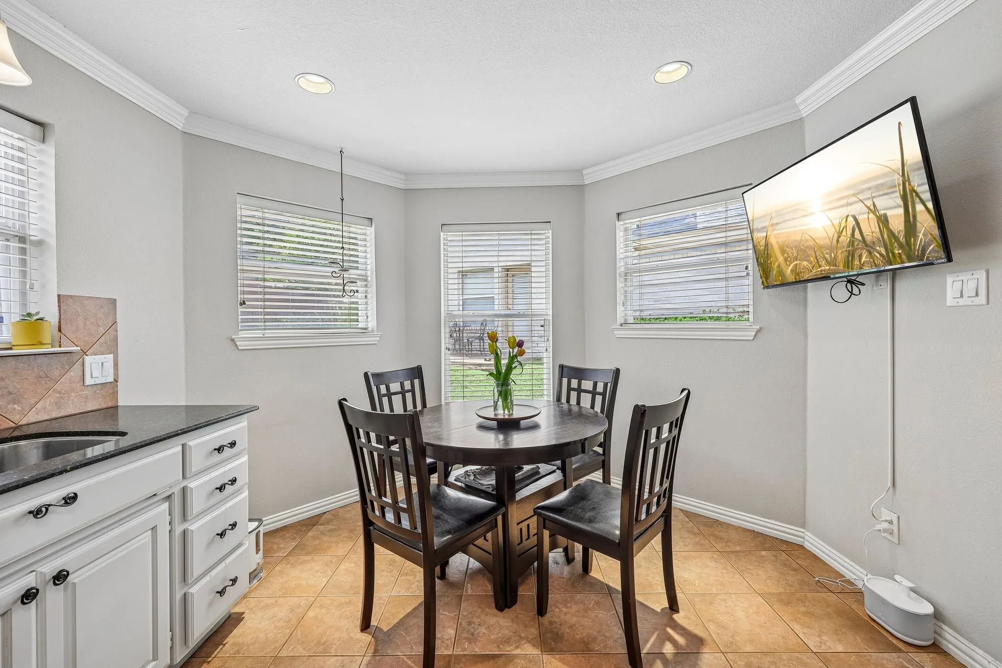 An extra perk for this home is the nice sized dine in kitchen area