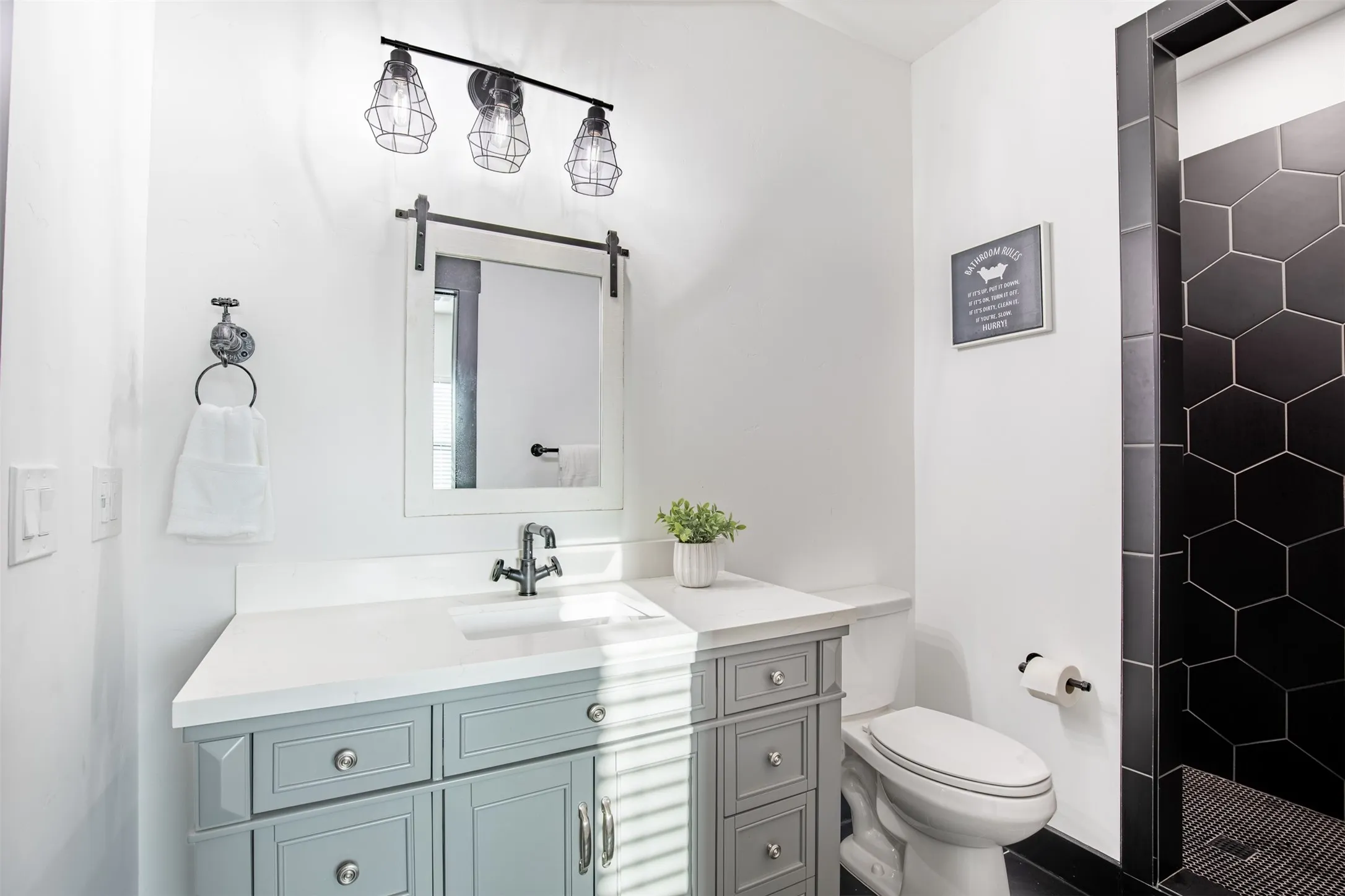 Upstairs secondary bathroom with walk-in shower