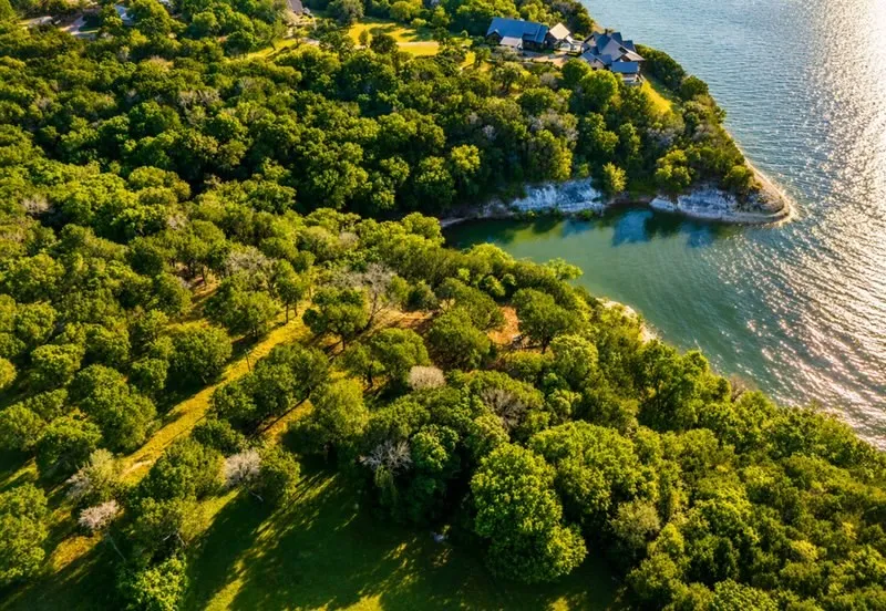 Waterfront property with extensive tree coverage and a private cove