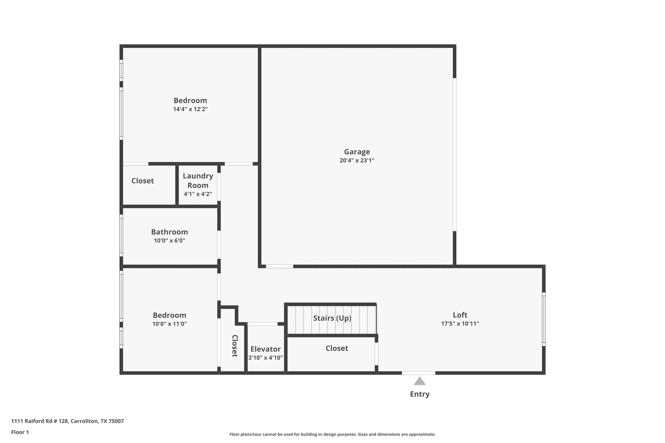 1st Floor - loft should read entry.