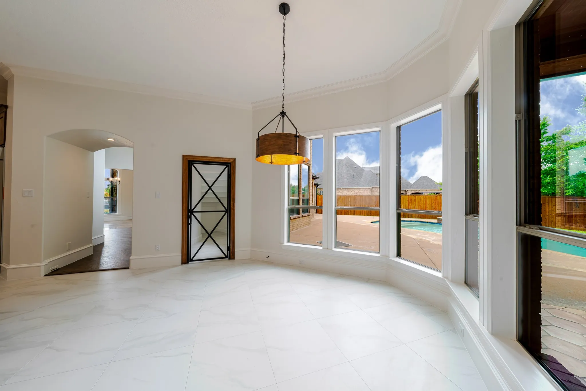 Breakfast area featuring wine room.