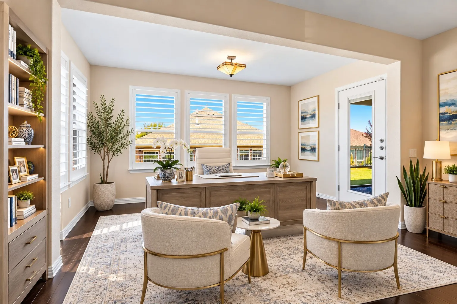 Virtually Staged Sunroom into study