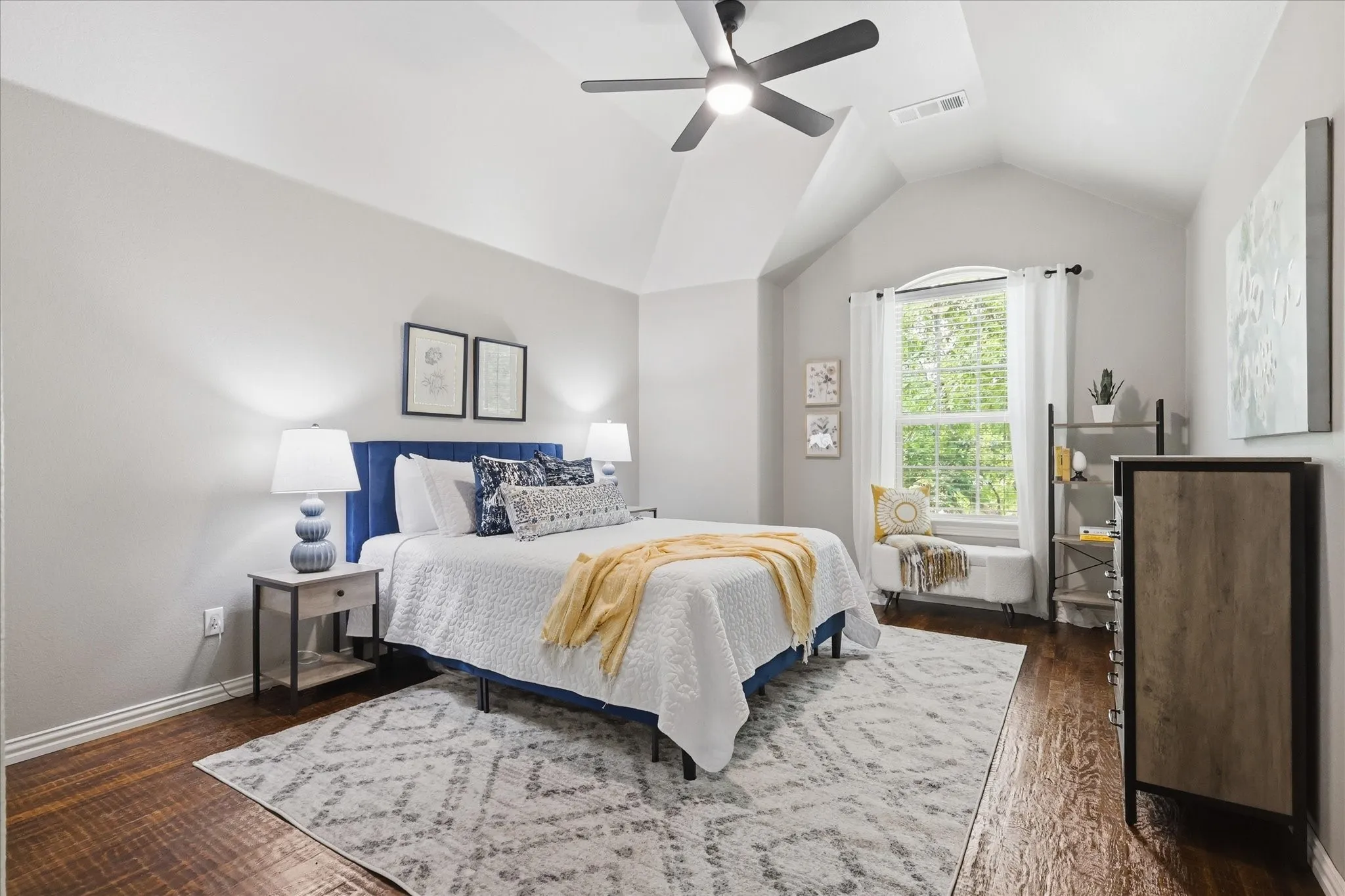2253 Big Valley Circle, Allen, TX 75013 - bedroom - bedroom featuring a vaulted ceiling and wood-finish flooring