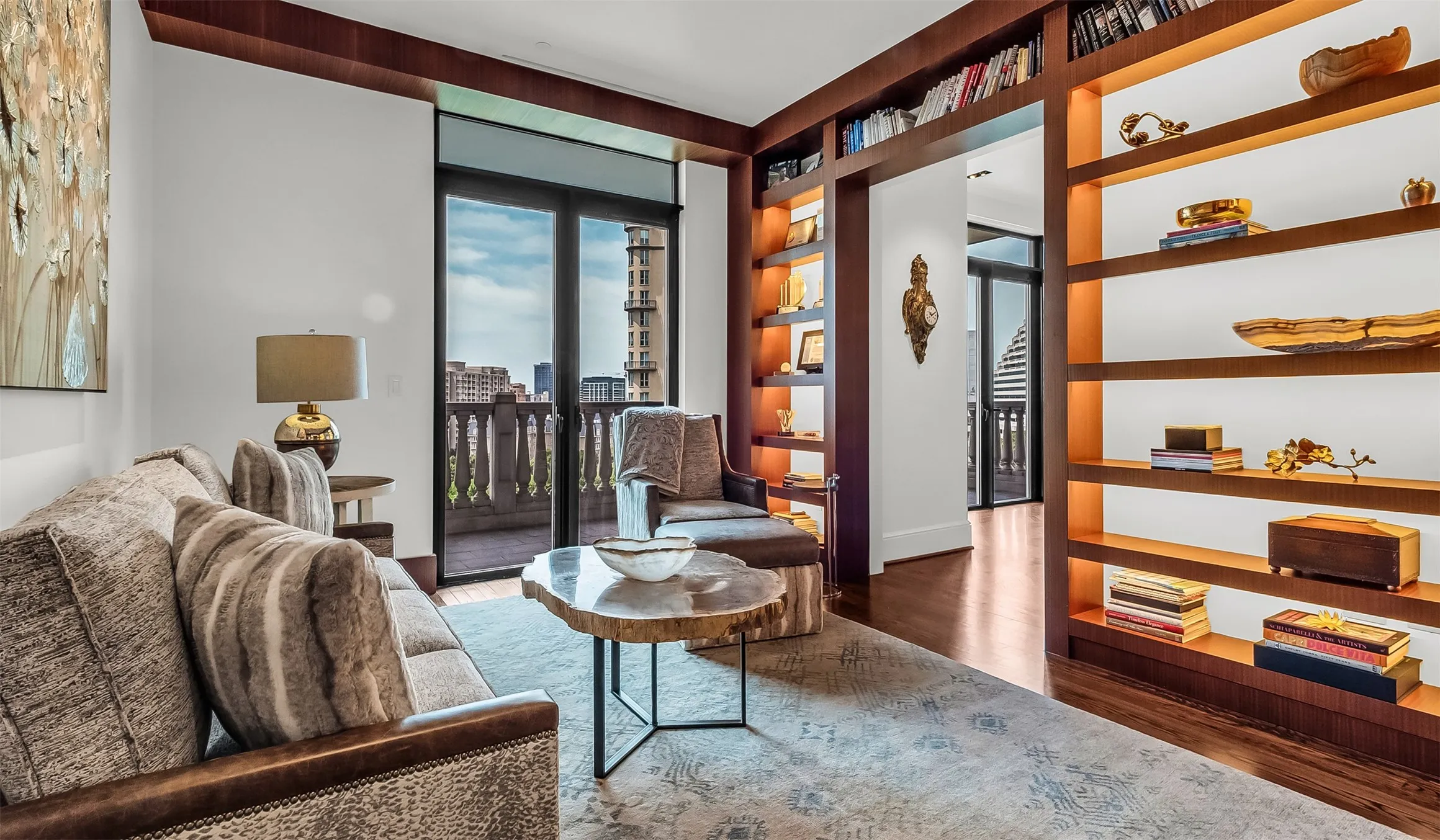 Lighted Bookshelves.