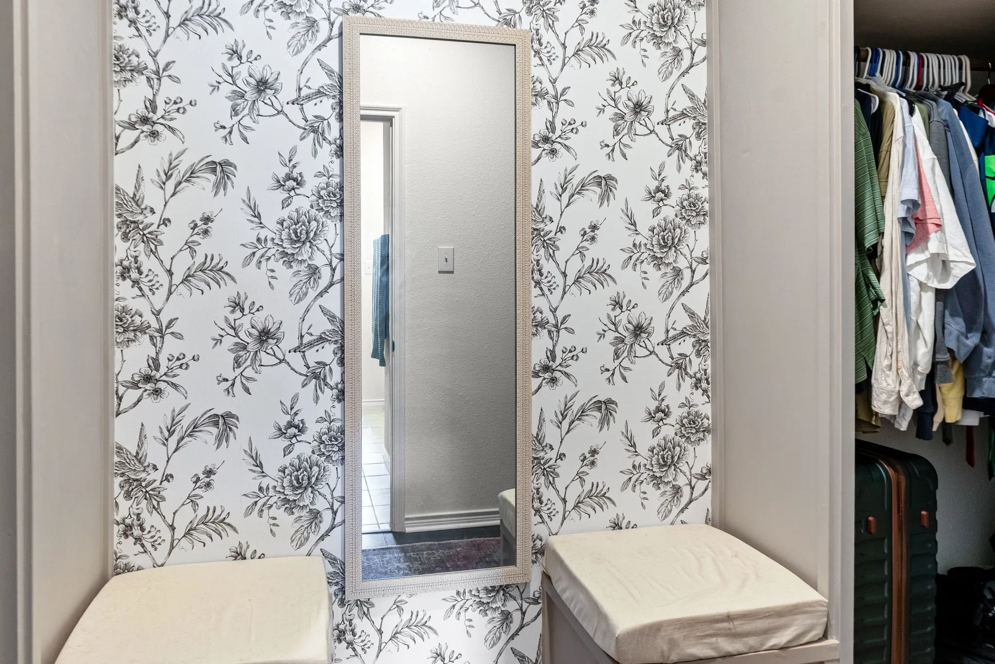 Master closet with custom touches