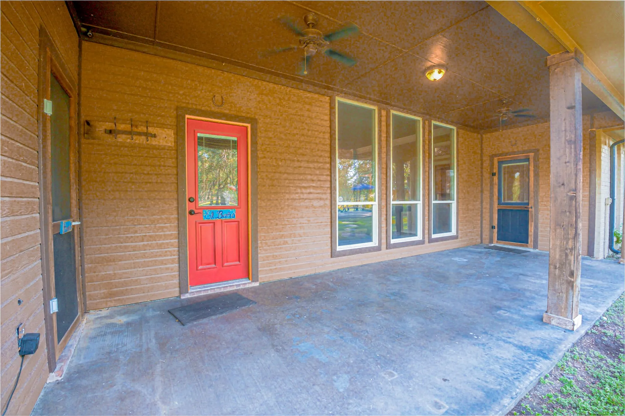 Covered patio facing south.