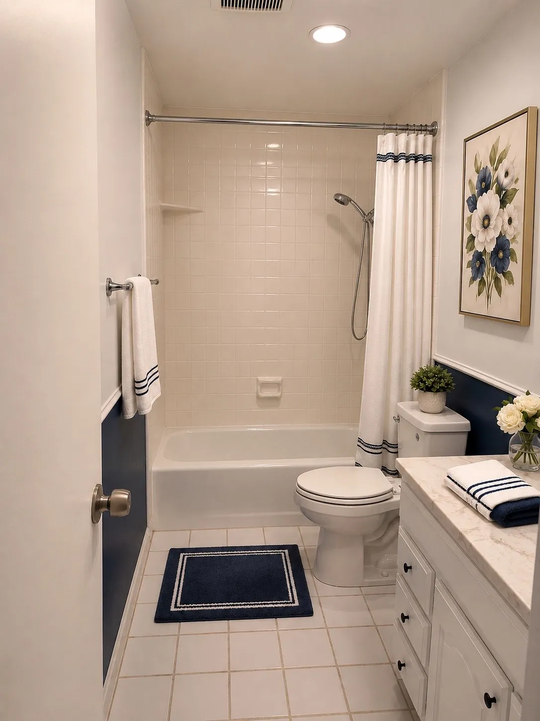AI staged hall bathroom