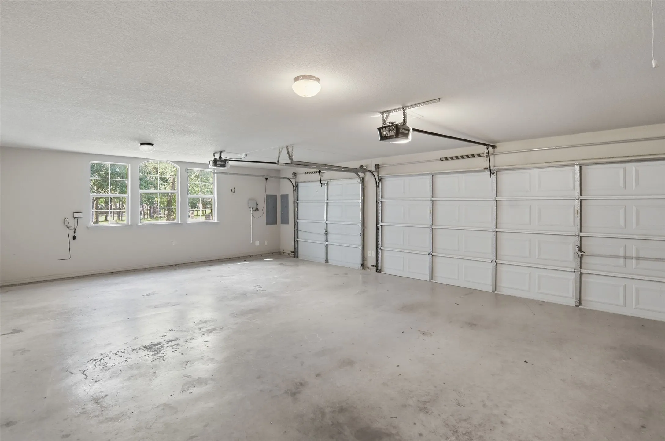 three car garage with water softener