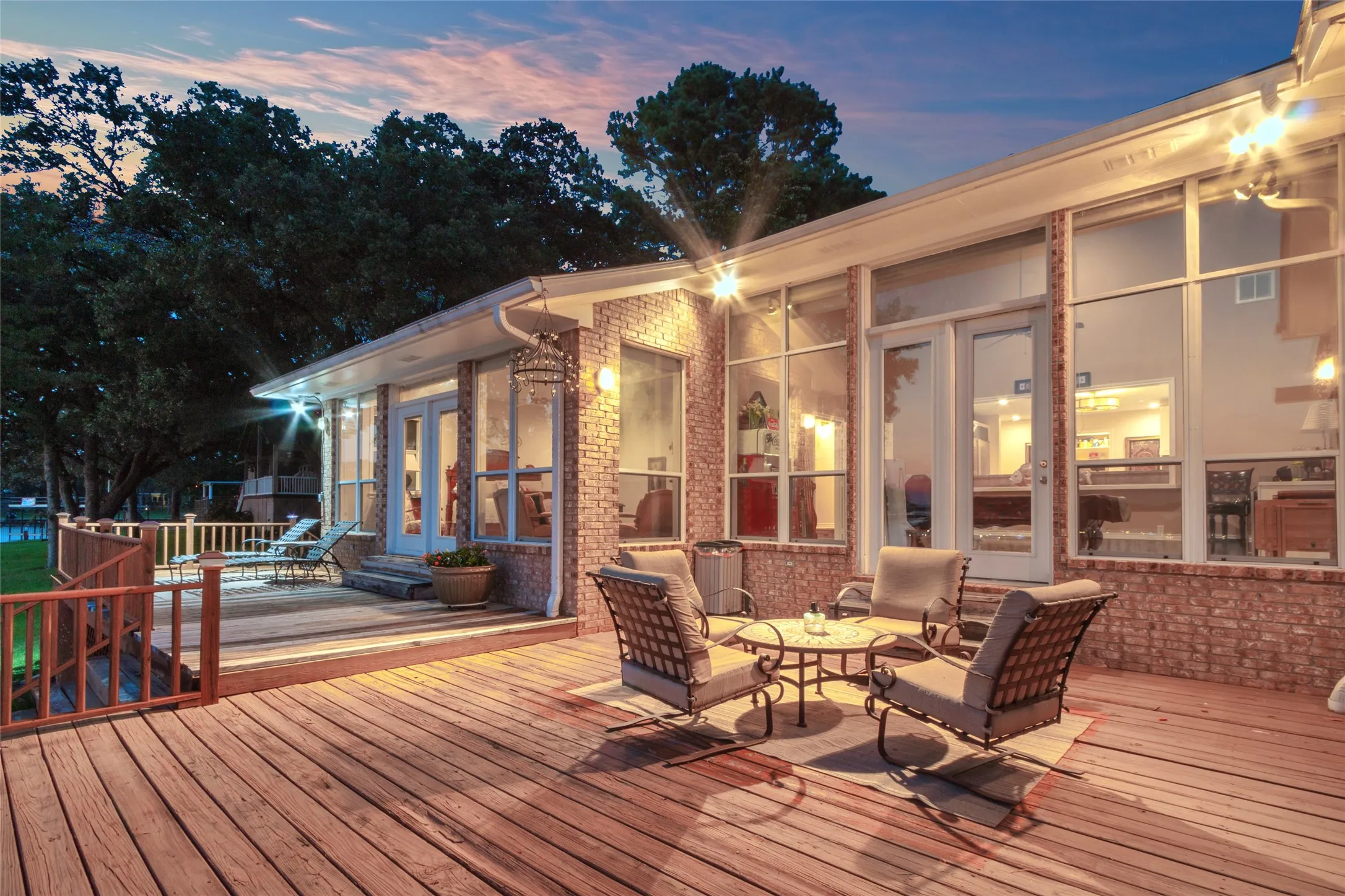 View of deck at dusk