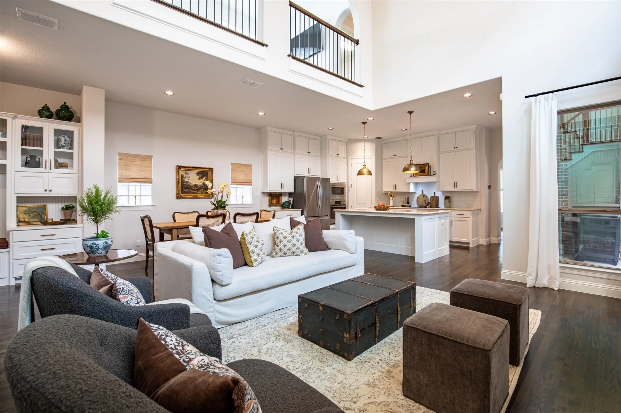Open-concept living space with Vaulted Ceilings.