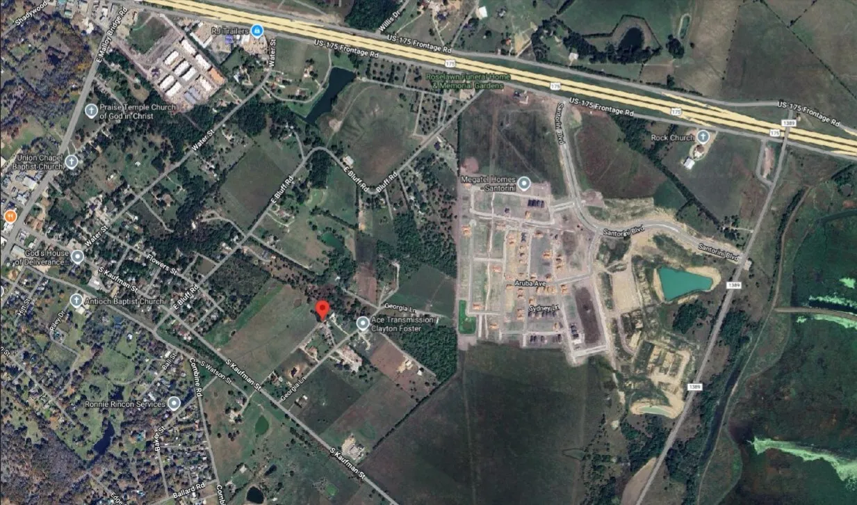 Aerial Map. Indicating the geographic coordinates and surrounding area of the property