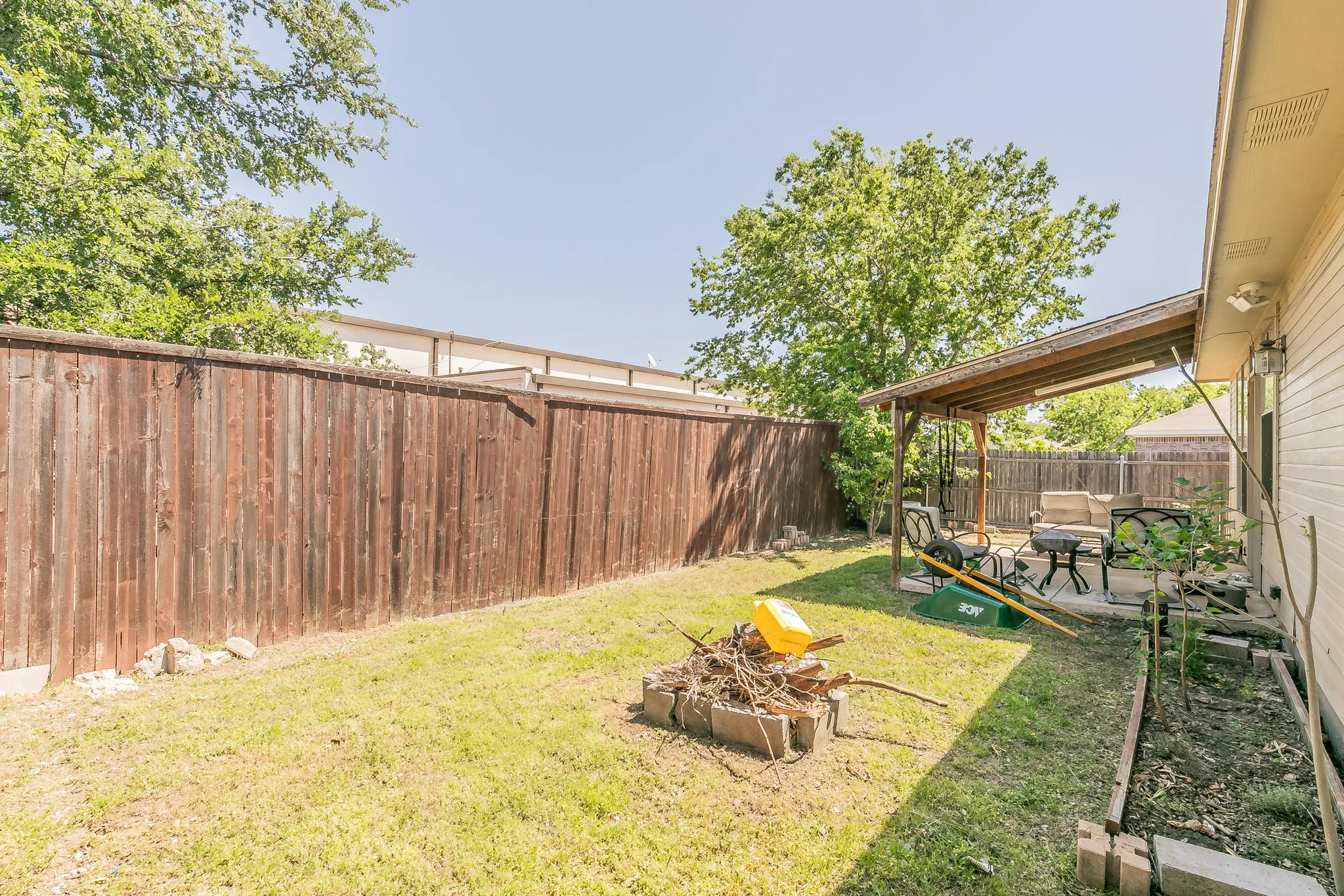 View of yard featuring a fenced backyard