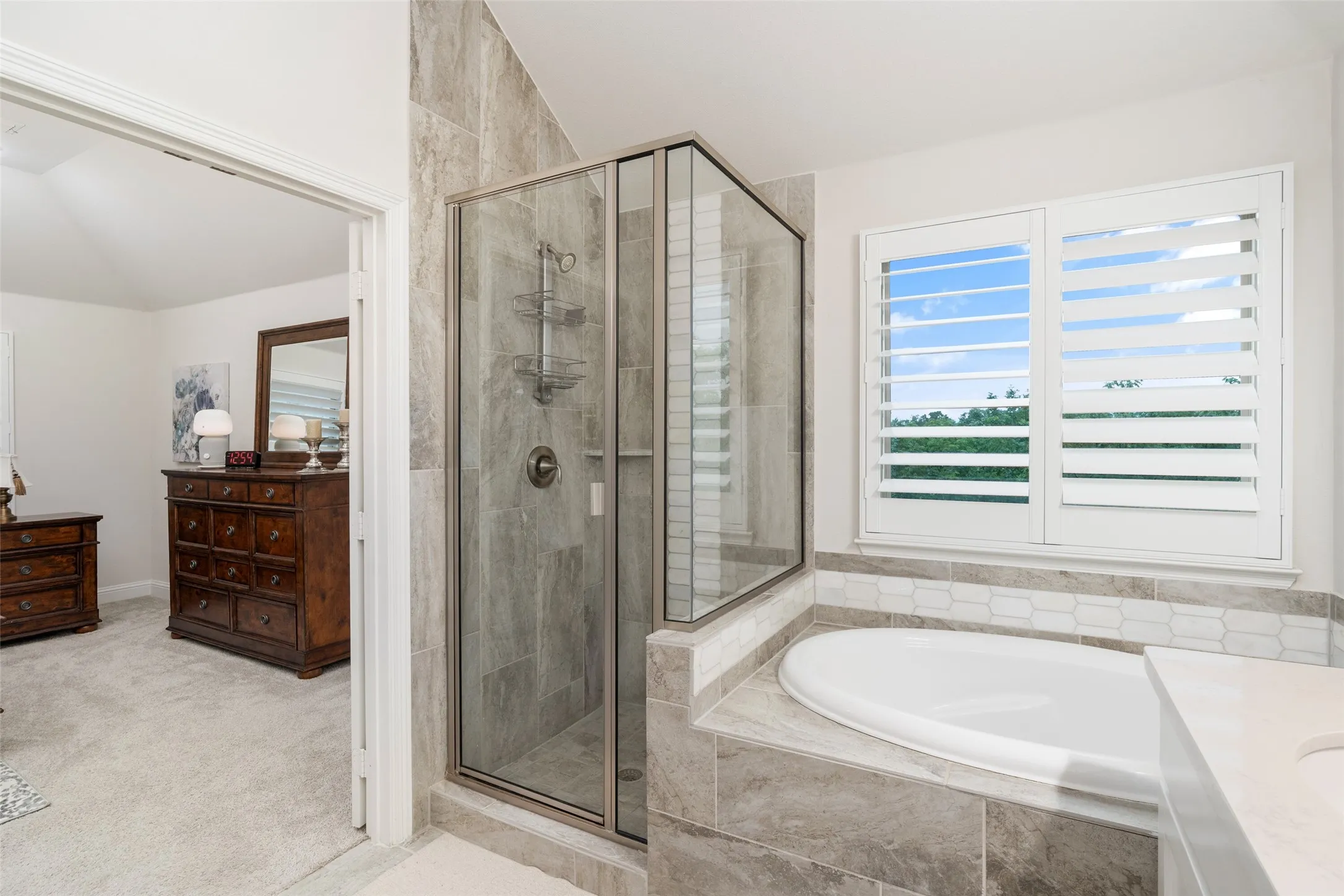 Separate shower and soaking bath