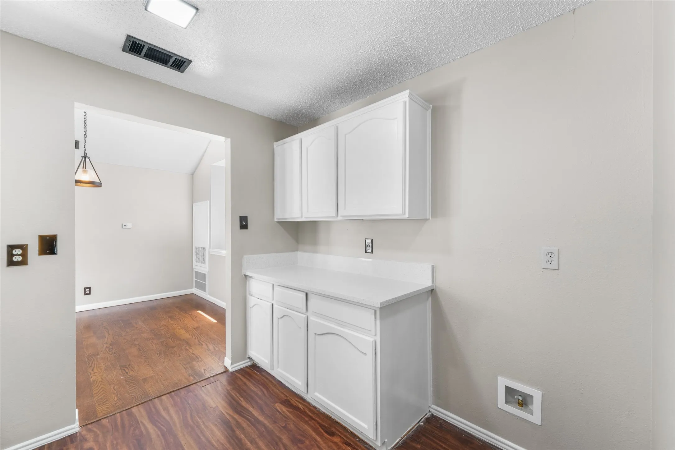 Additional Kitchen Counter Space, Fridge Space with Water Line, Kitchen Flooring-Laminate Wood Flooring