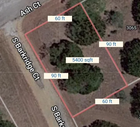 Aerial overview of property's location featuring property parcel outlined