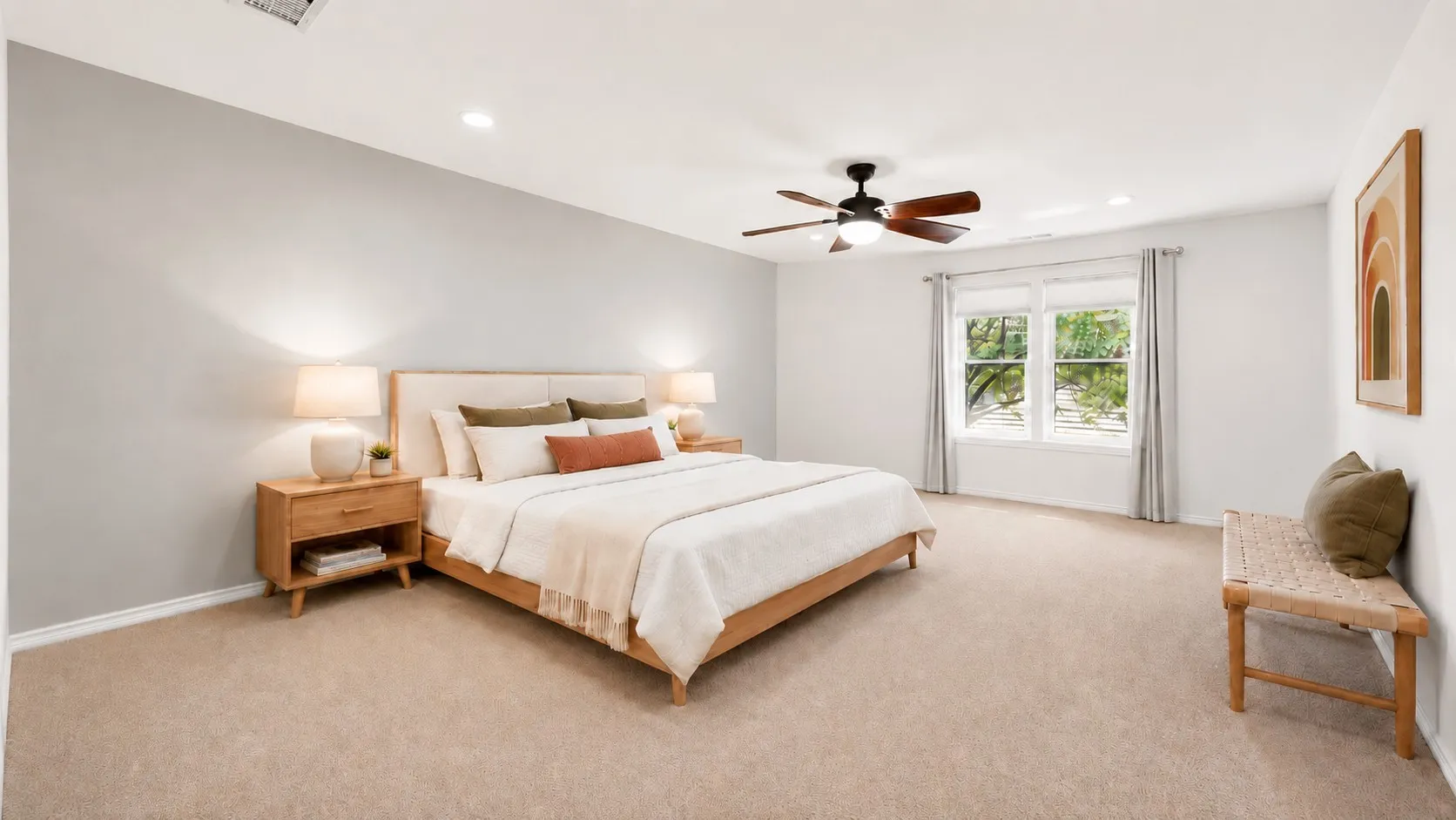 Spacious bedroom is Virtually staged