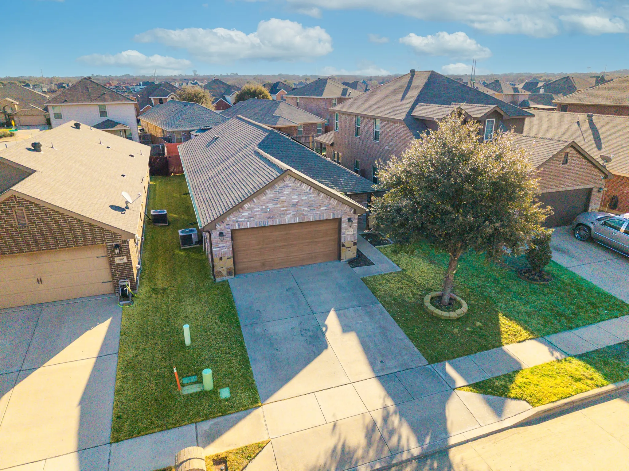 Aerial perspective of suburban area
