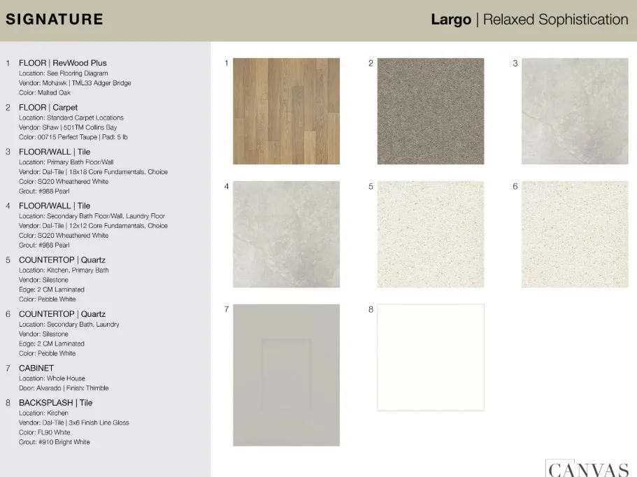 1137 Beebalm Mews design selections. Home is currently under construction and selections are subject to change.