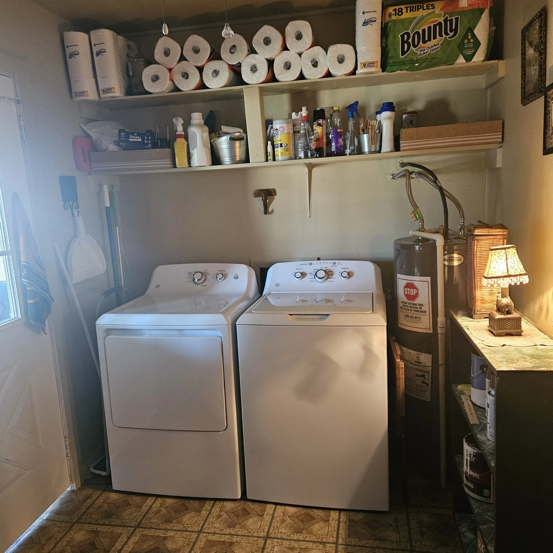 Plenty of room for full size washer and dryerl