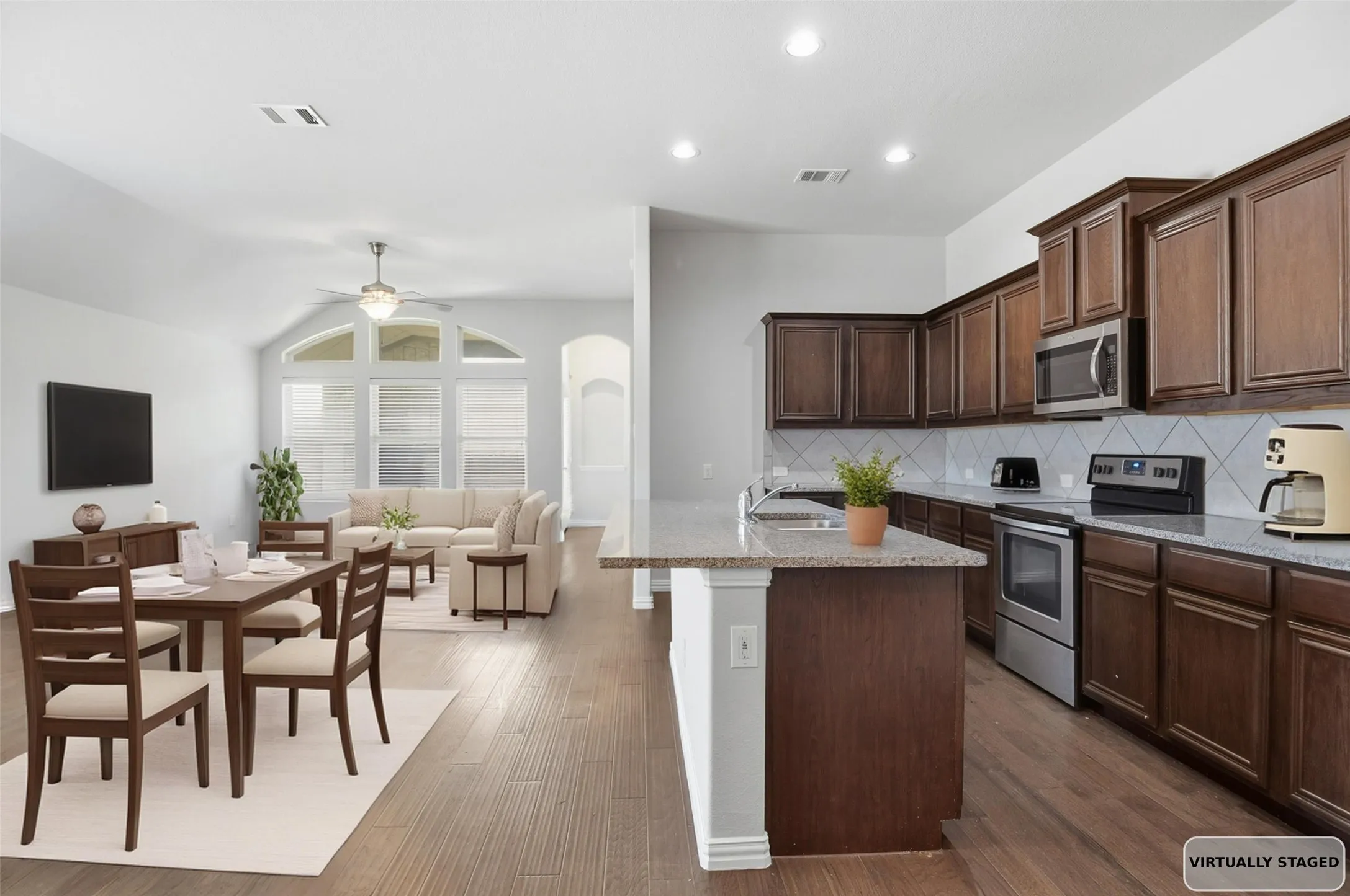 Living Area & Kitchen - Virtually Staged