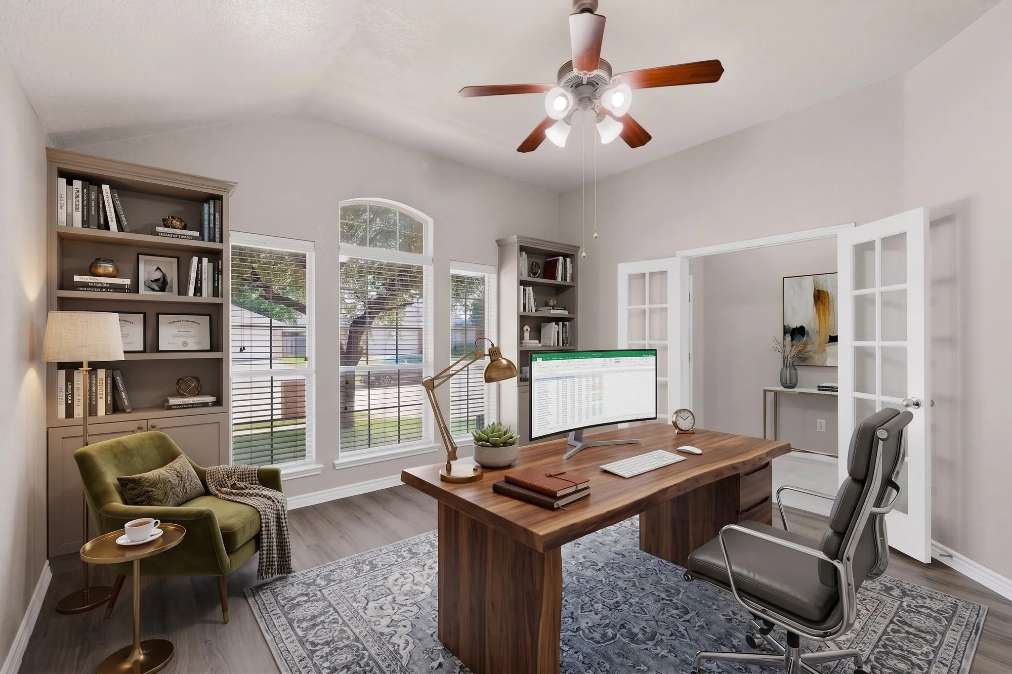 As You Walk into the Foyer to the Right are the Double French Doors which Opens to the Office/Study