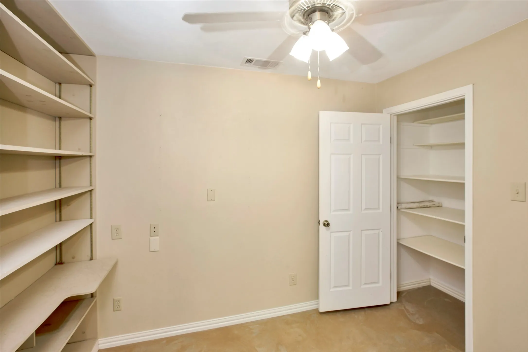 Entry View Into Office From Garage & wCentral A/C Heat & Ceiling Fan.
