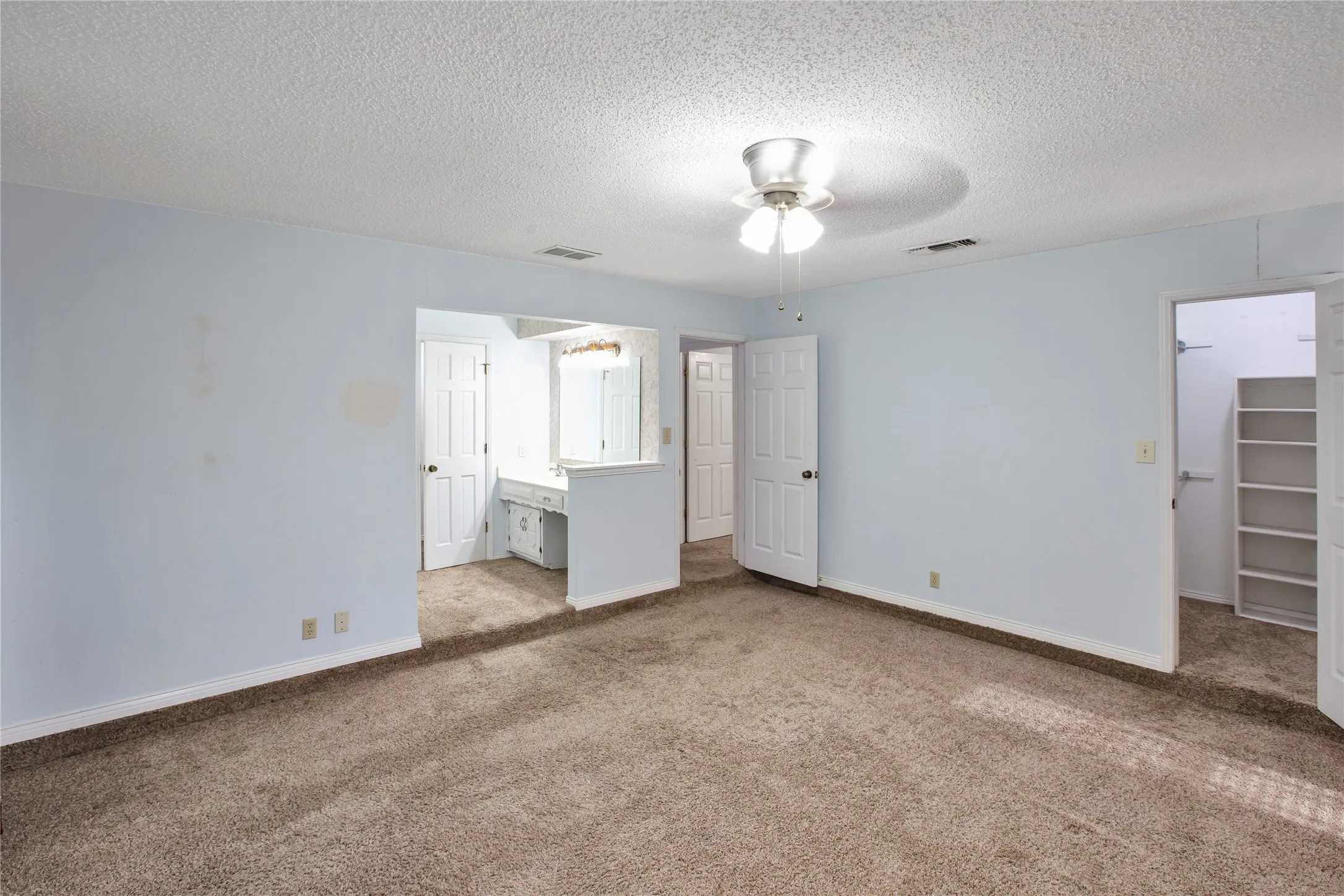 View#2 From Back Corner Across to Hall & Into Walk-In Closet At Ensuite & Sizable Walk-In Closet To The Right.