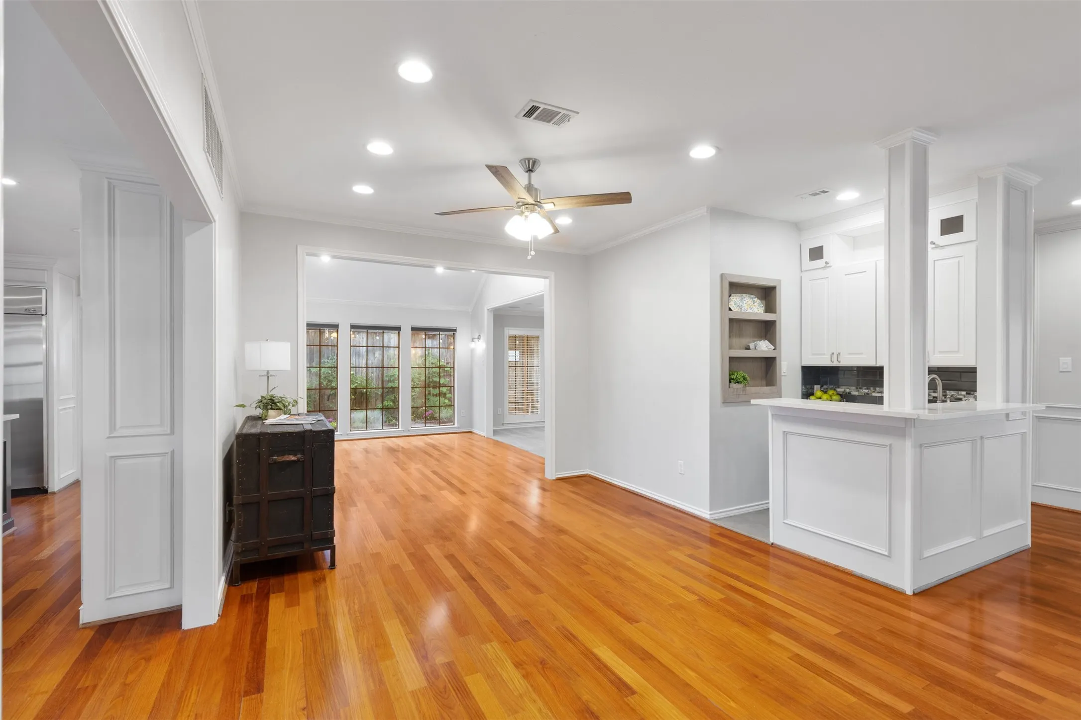 View of wet bar into dining room.